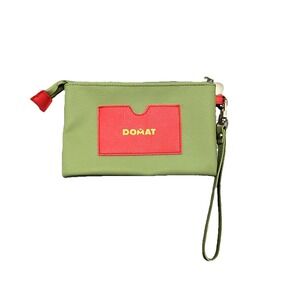 DOMAT Wristlet Zipper Top Card Holder Green Red / Orange